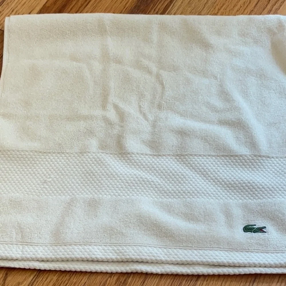 Lacoste Ivory Bath Towel with Logo
